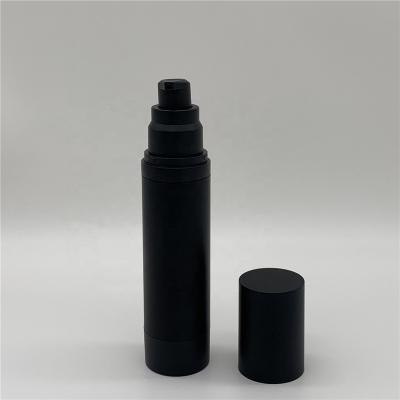 China Cosmetic Matte Frosted 15ml 30ml 50ml 60ml Black Jar Airless Cosmetic Bottles for sale