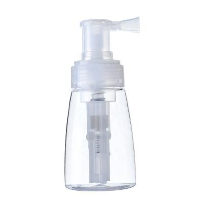 China Salon 140ml Plastic Clear Dusting Powder Bottles Plastic White Clear Powder Spray Pump Bottle for sale