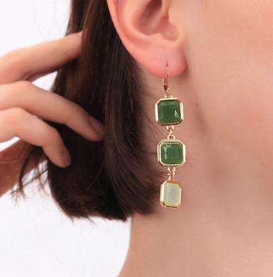 China 2022 Vintage Jewelry Fashion Jewelry ed00385 Tarnish Free Earrings Green Earring Women for sale