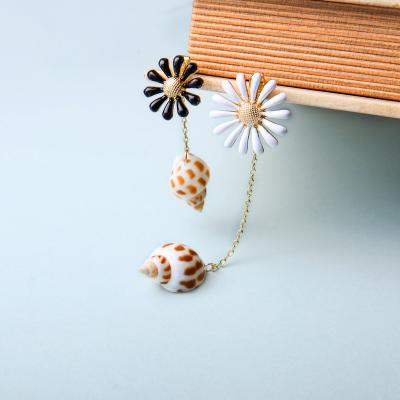 China ED02140D Fashion Seaside CLASSIC Bohemian Beach Earrings Cute Colorful Enamel Flower Charm Shell Earring for sale