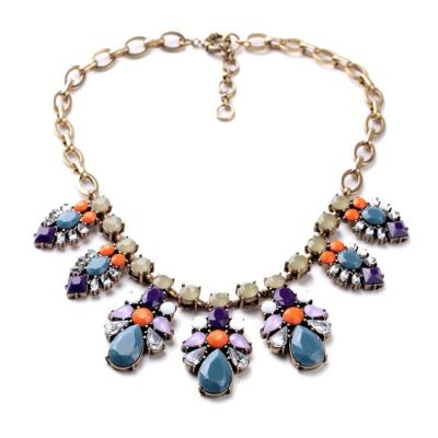 China Wholesale Hyperbole Designer Jewelry Famous Brands Chunky Crystal Floral Statement Necklace Women Accessories Jewelry China for sale