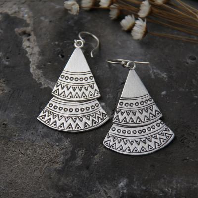 China Vintage 2020 100% Ethnic Styles Handmade 925 Sterling Silver Vintage Plata 925 Thailand Earrings for sale