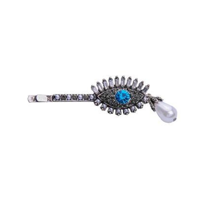 China Antique Silver Plated Acrylic Rhinestone Acrylic Blue Eye Hairwear Pearl Hair Jewelry for sale