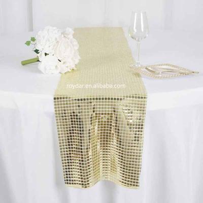 China Waterproof Wedding Mirrors Table Runner Sparkling Gold Disco Table Decorations Runner for sale