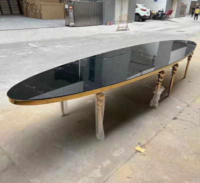 China Rushing Wedding Luxury Modern Oval Stainless Steel Dining Table for sale