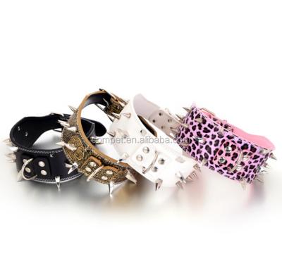 China Stocked Widening 6 Wolf Teeth 7.5CM Spike Pet Collars Hard Strong Dog Collars for sale