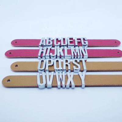 China Other Wholesale High Quality Metal Bracelet Alphabets Plain 18MM Slide Letters for sale