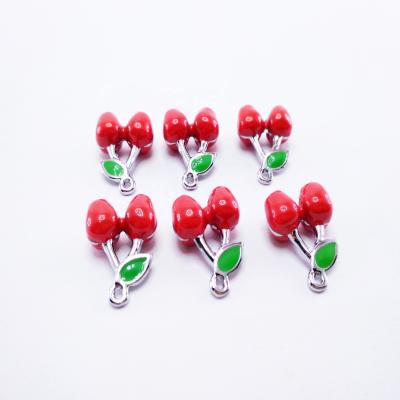 China Wholesale Alloy Metal Jewelry Enamel Fruit Cherry Cherry Pendant for sale