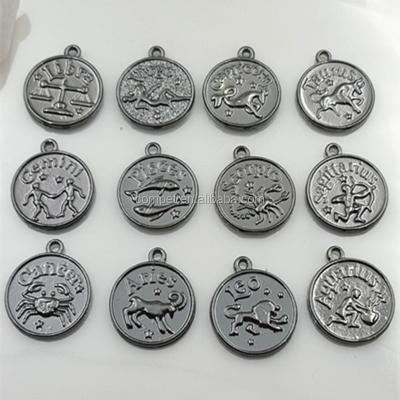 China Wholesale ALLOY Gun Black Zinc Alloy Pendant Jewelry 12 Zodiac Signs for sale