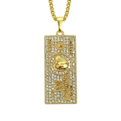 China Hip Hop Hip Hop Street Big One Million Gold Chain Mens Dollar Banknote Pendant Necklace for sale