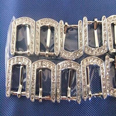 China Compet Buckles 12mm Alloy Diamond Square Buckle Pet Collar Classy Buckle Rhinestone Dog Collar Wholesale Supply for sale