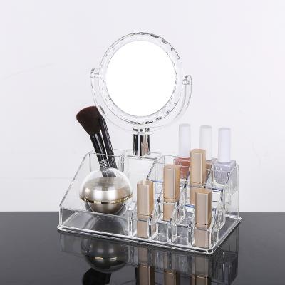 China Stackable Countertop Organizer China PS Makeup Organizer Jewelry Acrylic Cosmetic Lipstick Holder Storage Drawer Vanity With Mirror for sale