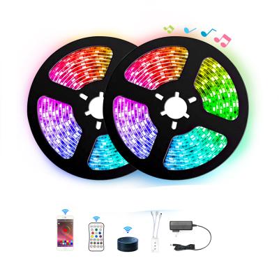 China Custom 5M 10m RGB SMD 5050 2835 Wifi 12V RGBW Remote De Tiras Smart Flexible Leds Project Factory Waterproof Led Strip Lights for sale