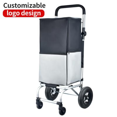 China Household Canvas Large Capacity Bag Folding Waterproof Four Wheel Shopping Trolley for sale