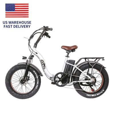 China USA warehouse snow 48v 500w 20*4 inch steel fat tire ebike electric bike /diss brake folding e-bike foldable electric bicycle for sale