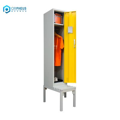 China 1 Personal Single Door Steel Locker Steel Gym Locker Horizontal Locker Room Storage Nest On Seat With Bench for sale