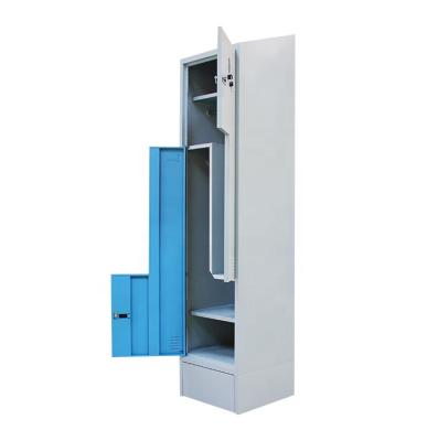 China Collapsible Narrow Super Locker Cabinet Z Shape 2 Compartment Steel Lavatory Locker With Code Lock for sale