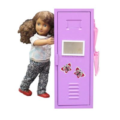 China 18 Inch Doll Furniture Metal Doll's Room Locker Clothes Dresser With Hangers for sale