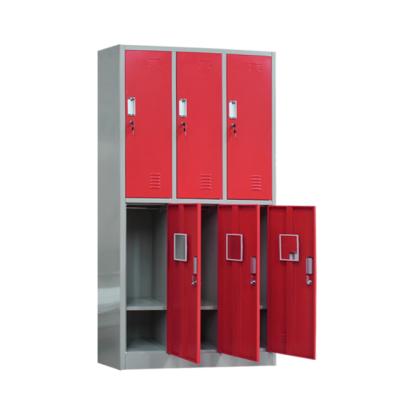 China 6 Door Locker 6 Door School Furniture Kick Down Pool Fitness Locker Room Steel Master Locker in Red for sale