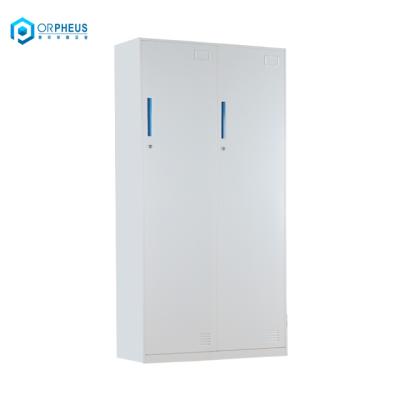 China White Horizontal Metal Locker Cabinet 2 Door Wardrobe Lockers Gym Environment Friendly Material for sale