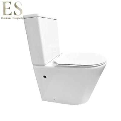 China Efficient Flush Two-Piece Double Flush Porcelain Toilet Lavatory With Square Shape PP/UF Soft Close Toilet Seat Cover for sale