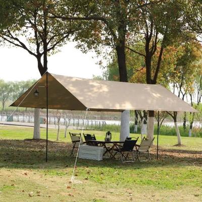 China Durable Outdoor Popular Sun Shelter Beige Color Tarp Tent Family Camp Vacation Tarp Tent Waterproof Tarp Tent For Outdoor for sale