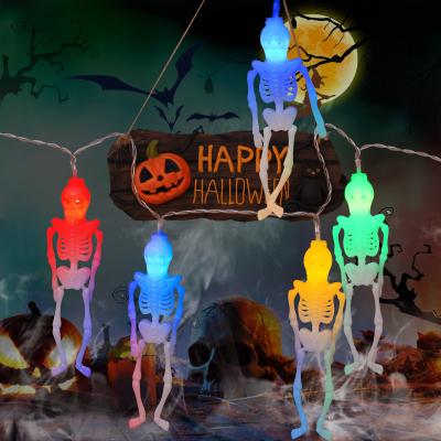 China Halloween Indoor Outdoor Decoration LED String Lamp Battery Skeleton Skull String Lights for sale