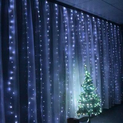 China Custom White LED Window Curtain Copper Wire Lights With USB 8 Mode For Wedding Home Decoration for sale