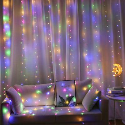 China Solar String Lights Outdoor Christmas Decorations Led Window Light Curtain Wall Light With Adapter for sale