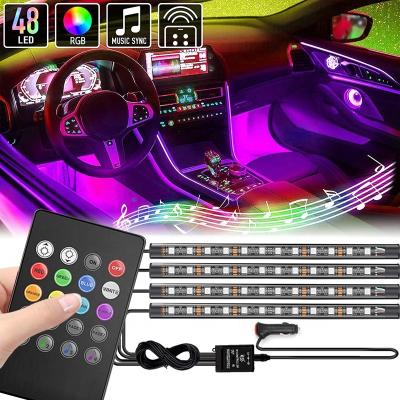 China 48 Foot Interior Light Colorful Lights Car Voice Control Atmosphere RGB Automotive Industry Decorative LED Strip for sale