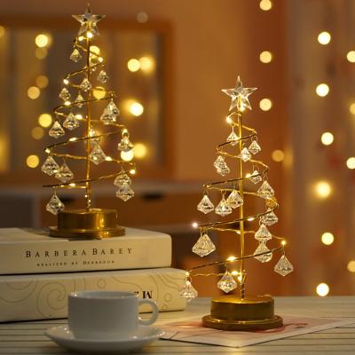 China Holiday Decoration Table Lamp Gift Star Crystal Ornaments Led Night Light Home Christmas Tree Decoration Lights for sale