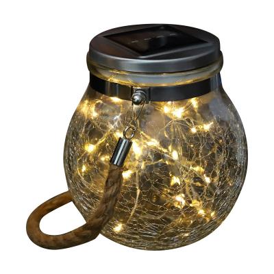 China Solar Power Outdoor Creative Waterproof Cracked Glass Home Decoration Garden Landscape Villa ROAD Yard Balcony Hanging Lights for sale