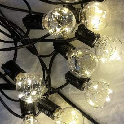 China Outdoor Christmas Solar Wedding Copper Wire USB Vintage Copper Wire G40 Bulb LED Lights String Decoration Lights for sale