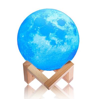 China Solar String Lights 3D Printing Moon Night Light with Stand, 16 Color Remote Control 3D Moon Touch and Moon Decorative Lamp for sale