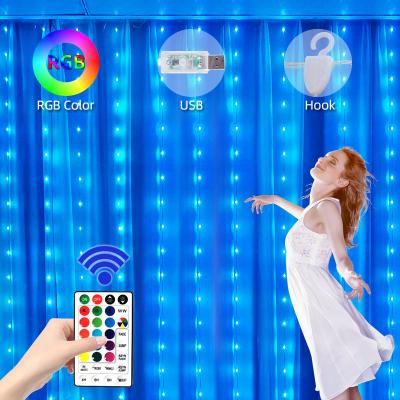 China New LED USB Leather Colorful Running String Light RGB String Light 32 Keys Running Decorative Light Solar String Curtain Lights Room Remote Control for sale