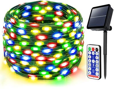 China 100m Outdoor Dark Green Leather String Lights String Light Solar Powered Festival Solar Powered Direct Insert Decoration for sale