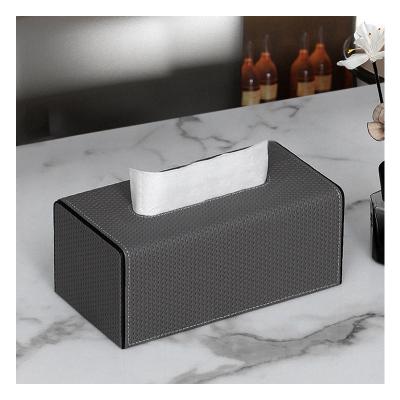 China MAVOBO Style Rattan Weave Design Decorative Tissue Leather Box French Hotel French Leather Restaurant Stand Decorative Leather Box Cover for sale