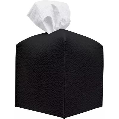 China Light Luxury Professional Soft Leather Tissue Box Lid Square Tissue Box Holder For Business And Home Use for sale