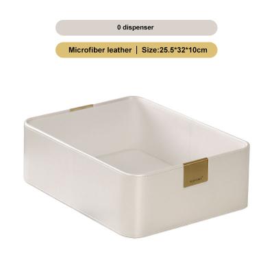 China Luxury Style Microfiber Wardrobe Leather Underwear Cloth Storage Box Closet Bra Jars Divider Organizer Basket Box for sale