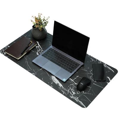 China Large Durable Double Sided Black Marble Game Use Leather Computer Desk Pad Waterproof Thick Notepads With Non-slip Office Home Desk Mat for sale