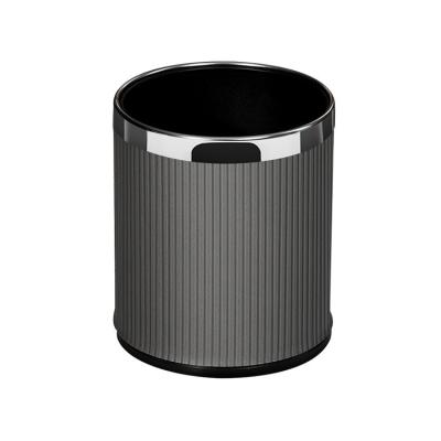 China Office Home 10L Durable Wholesale Luxury Commercial Garbage Bin Leather Surface With Metal Edge Double Layer Garbage Bin Bin for sale