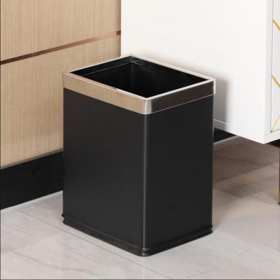 China MAVOBO Hotel Office Metal Trash Can Stainless Steel Waste 10L Rubbish Bins Sustainable Bathroom Kitchen Trash Bin for sale