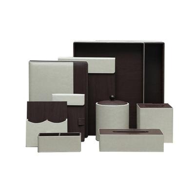 China High End Hotel Customize Design Leather Logo Tissue Box Cover Hospitality Supplies Accessories Amenities Set For Hotel for sale