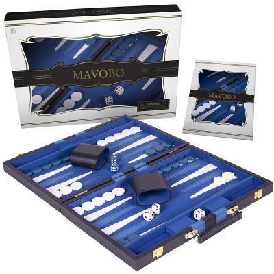 China Leather Game With Premium Leather Case Classic Backgammon Sets For Adults Leatherette Backgammon Board Set for sale