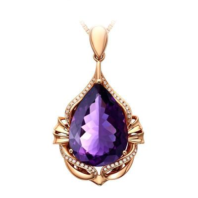 China Charming Luxury Attractive Crystal Mermaid Pendant Exquisite Rose Gold Plated Purple Gold Plated Necklace Pendant For Women Fashion Jewelry Accessories for sale