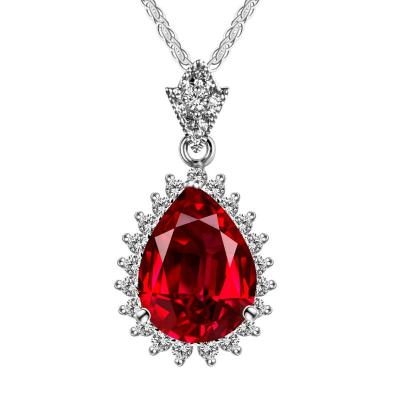 China Attractive Luxury Red Cubic Zircon Pendant Exquisite Waterdrop CZ Zircon Necklace Pendant For Women Wedding Party Jewelry Accessories for sale