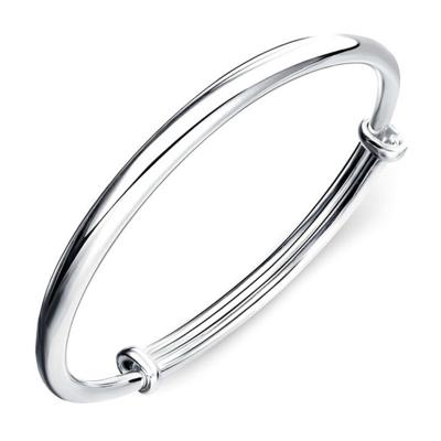 China Silver Plated Fashionable Shiny Bangle Simple Round Bangle Open Back Adjustable Bangle Bracelet For Women Jewelry Decoration for sale