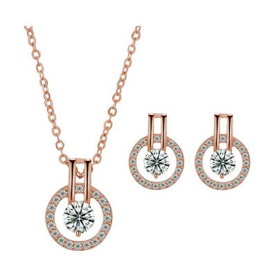 China Fashionable Crystal Jewelry Set Zircon Stud Earrings Dazzling CZ Crystal Necklace Earrings Fashion Round D.C.A. Crystal Zircon Jewelry Set Delicate For Women for sale