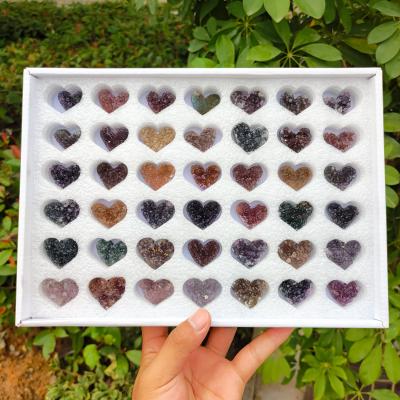 China China Wholesale Natural Quartz Heart Clear Crystal Cluster Amethyst Crystal Gift Box For Decoration for sale