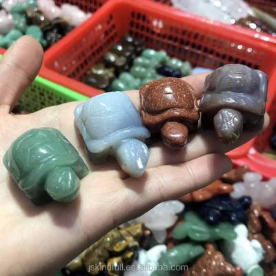 China China Hot Selling Mixed Gemstones Turtle Carving Semi Precious Stone Crystal Tortoise Carving Statue For Sale for sale